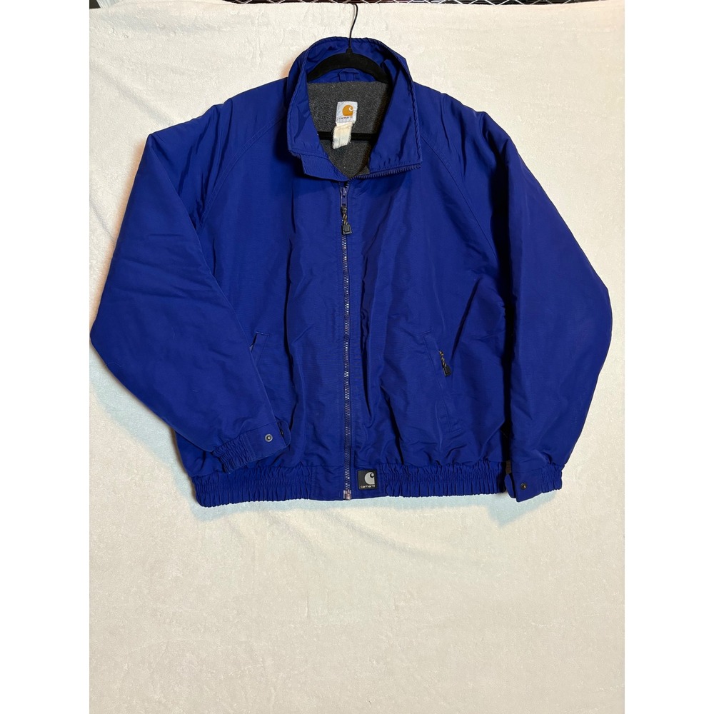Carhartt Vintage J72 COB Cobalt Blue Fleece Lined Nylon Bomber Jacket Workwear